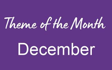 Purple background with white font reading 'Theme of the Month November'