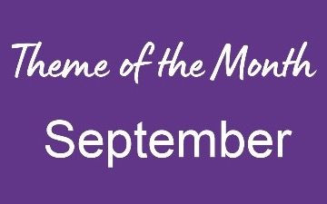 Purple background with white text reading 'Theme of the Month August'